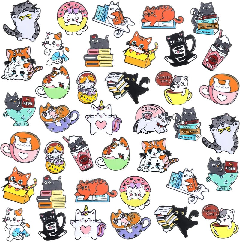 CraftyDream 40 Pcs Cat Enamel Pins for Backpacks Christmas Party Gifts for Cat Lovers Funny Cats Lapel Pins Lovely Cute Brooch Gifts for People Who Love Cats Clothes Bags Accessories - Image 1